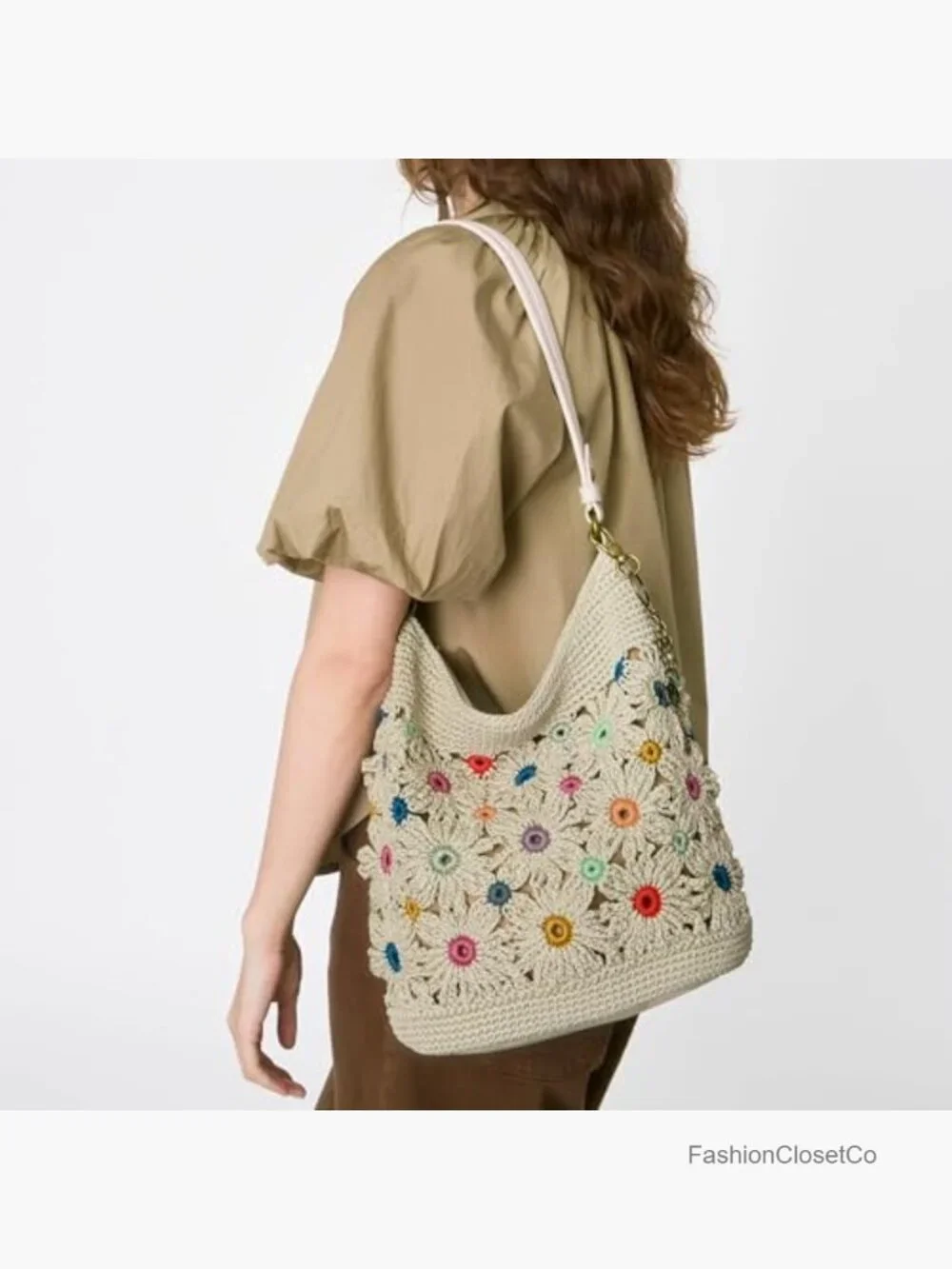 Hand Crochet Large Hobo Bag with Zipper Pocket - Durable Travel Handbag